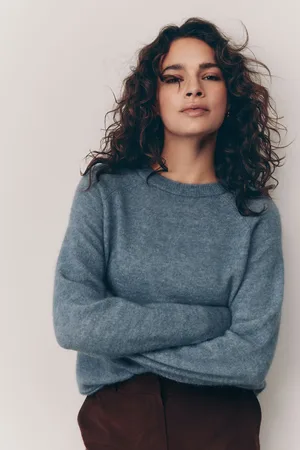 Next Chambray Soft Touch Crew Neck Knitted Jumper with Alpaca