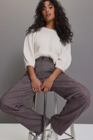 Next Burgundy/ Textured Herringbone Tapered Leg Trousers