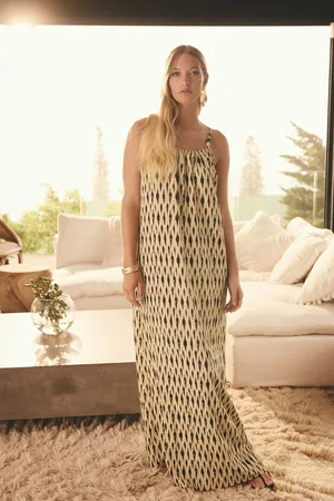 Next Yellow/ Print Textured Beaded Summer Maxi Dress
