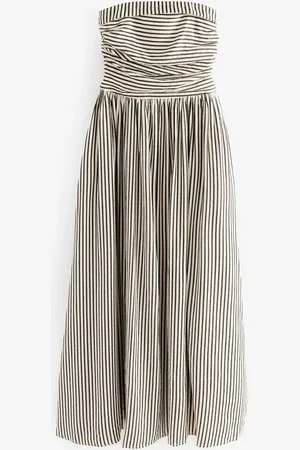 Next /White Stripe Seersucker Bandeau Midi Summer Dress