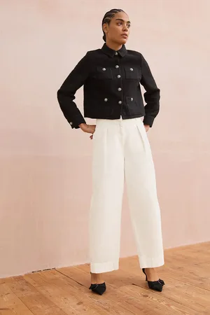 Next Ivory 100% Cotton Barrel Leg Chinos Trousers