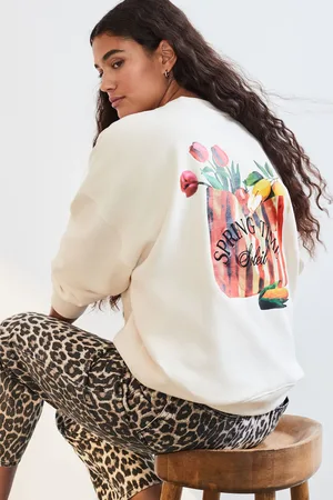 Next Ecru Back Graphic Shopping Bag Crew Neck Sweatshirt