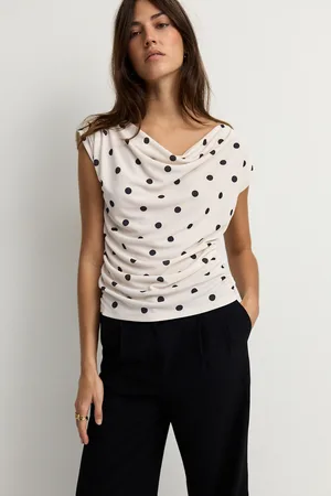 Next Ecru/ Polka Dot Sleeveless Drape Top