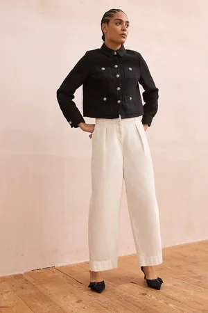 Next Ivory 100% Cotton Barrel Leg Chinos Trousers