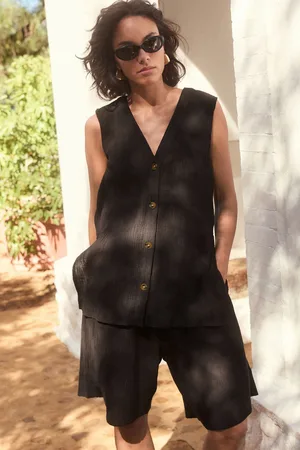 Next Crinkle Linen Blend Waistcoat