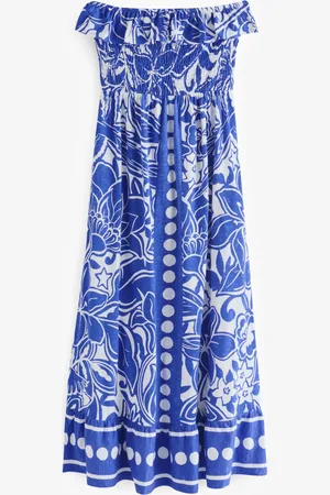 Next 100% Cotton Bandeau Frill Summer Midi Dress