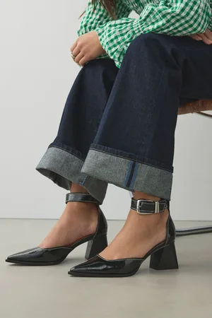 Next Standard Fit Forever Comfort Point Toe Buckle Hardware Detail Block Heels