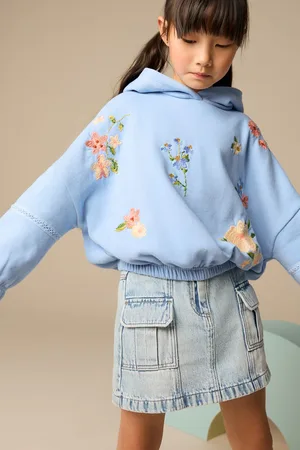 Next Floral Print Embroidered Elasticated Hoodie (3-16yrs)