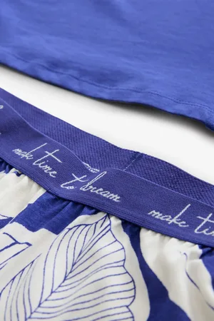 Next Cobalt Leaf 100% Cotton Short Sleeve Pyjamas