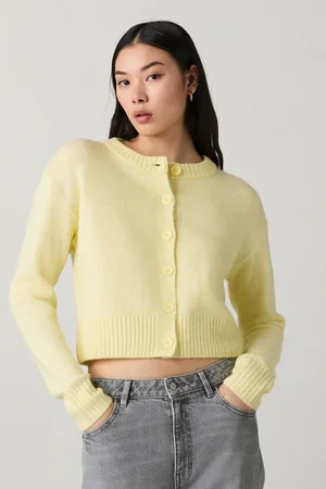 Next Yellow Crew Neck Knitted Cardigan