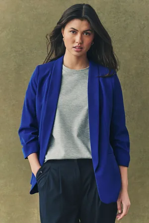 Next Cobalt Relaxed Ruched Sleeve Blazer
