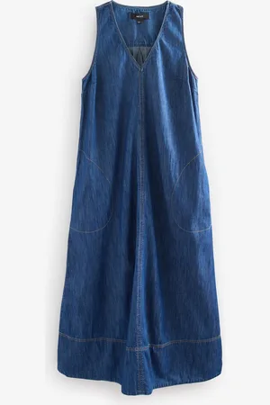 Next Dark V-Neck Denim 100% Cotton Maxi Dress