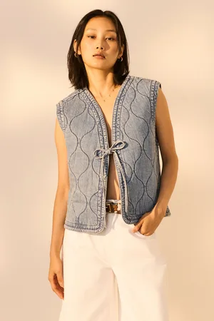 Next Indigo 100% Cotton Quilted Denim Gilet
