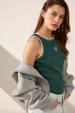 Next Green/ Ribbed Racer Tank Vest Sleeveless Top
