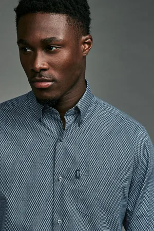 Next Print Regular Fit Easy Iron Button Down Oxford Shirt