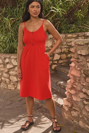 Next Red Button Down 100% Cotton Cami Summer Dress