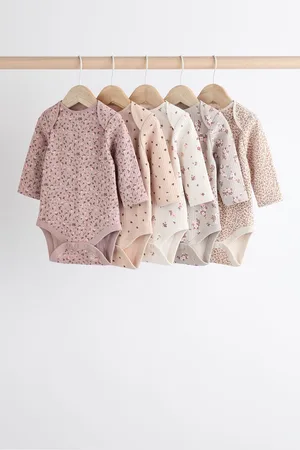 Next Ditsy Print Ribbed 100% Cotton Baby Bodysuits 5 Pack