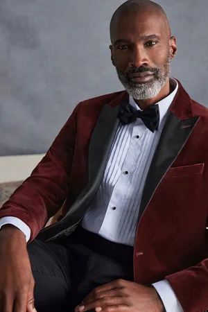 Next Burgundy Red Regular Fit Signature Pontoglio Italian Fabric Velvet Blazer