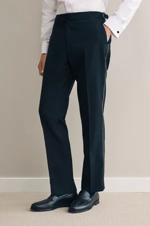 Next Adjustable Signature Wool Textured Tuxedo Trousers