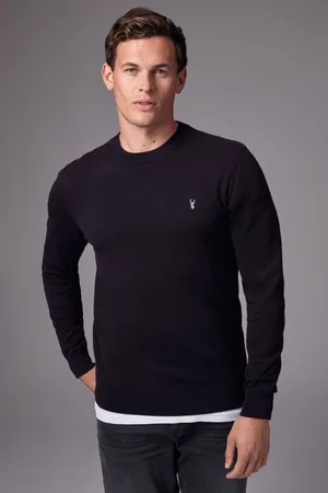 Next Stag Logo Regular Fit Cotton Rich Crew Jumper