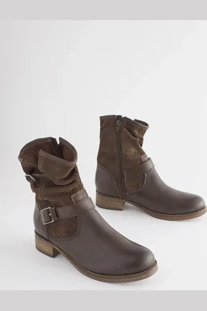 Next Standard/Wide Fit Forever Comfort Leather Slouch Ankle Boots