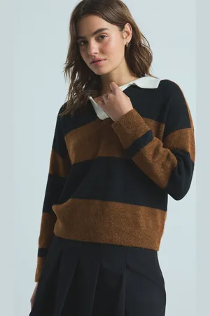 Next /Brown Stripe Rugby Knit Jumper