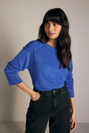 Next Cobalt Soft Touch Pattern Knitted Cosy Crew Neck Jumper