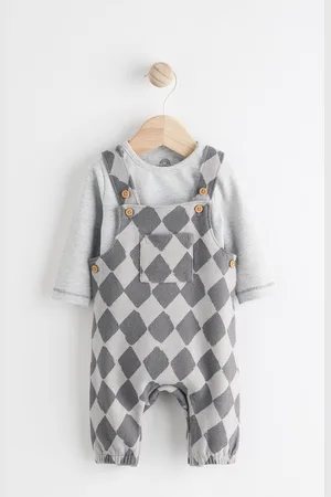 Next /White Jersey Baby Dungarees And Bodysuit Set (0mths-2yrs)