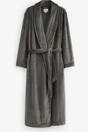 Next Charcoal Supersoft Ribbed Dressing Gown