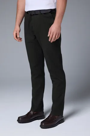 Next Khaki Soft Touch Belted Textured Stretch Chinos Trousers