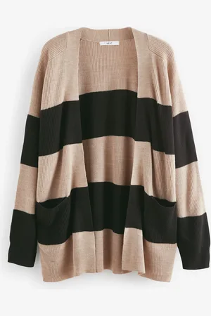 Next And Camel Brown Stripe Soft Touch Cosy Knit Longline Cardigan
