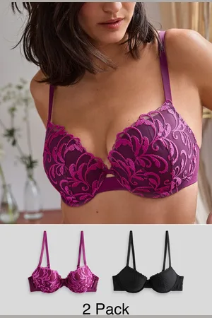 Next Plum Purple/ Pad Balcony Embroidered Bras 2 Pack A-E