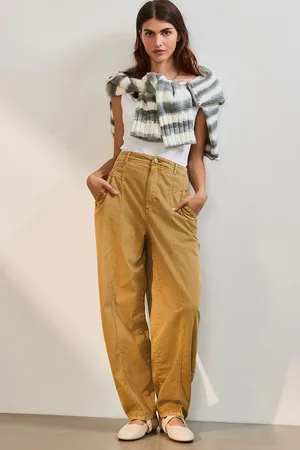 Next Mustard Yellow Barrel Leg Chino Trousers
