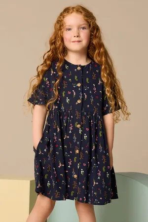 Next Blue Floral Button Summer Dress (3-16yrs)