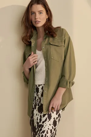 Next Khaki Green Oversize 100% Cotton Shirt