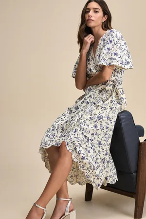 Next Floral Flutter Sleeve Wrap Midi Dress