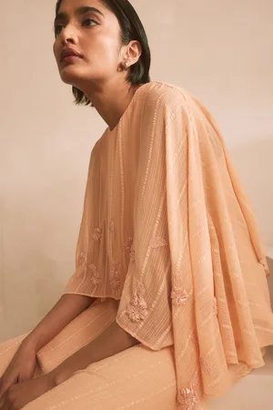 Next Peach Cape Bead Embelishment Crew Neck Maxi Dress