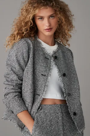 Next /White Boucle Collarless Jacket
