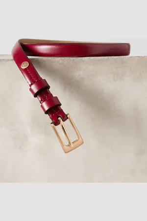Next Burgundy Red Premium Made In Italy Leather Micro Skinny Belt