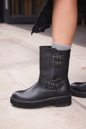 Next Standard/Wide Fit Forever Comfort Buckle Biker Ankle Boots