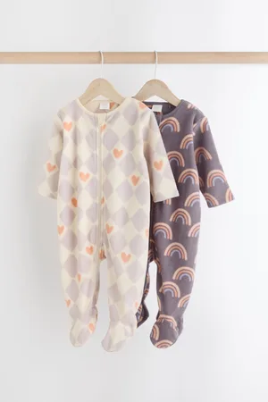 Next Purple Baby Microfleece Zip Sleepsuits 2 Pack