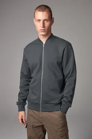 Next Slate Cotton Rich Jersey Bomber Jacket