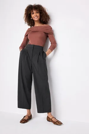 Next Pinstripe Tailored Barrel Trousers