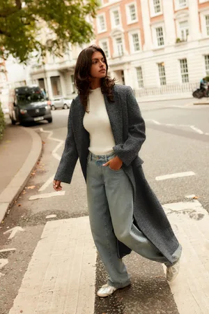 Next Dark Premium Wool Blend Textured Coat