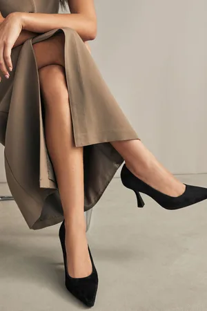 Next Forever Comfort Leather Chisel Toe Heel Court Shoes
