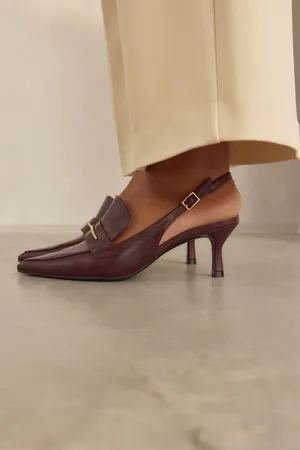 Next Burgundy Forever Comfort Point Toe Heeled Loafers