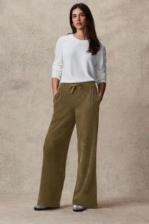 Next Khaki Pull On Wide Leg Corduroy Trousers