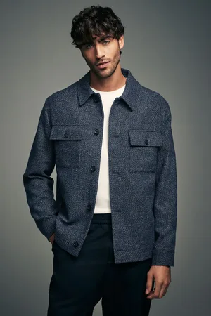 Next Blue Brushed Check Shacket