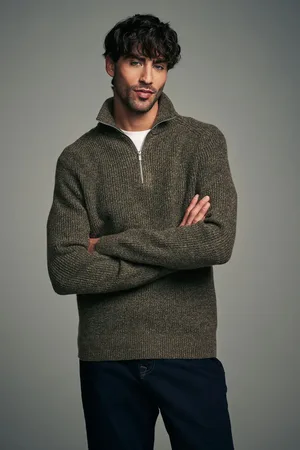 Next Relaxed Fit Textured Quarter Zip Neck Jumper with Wool