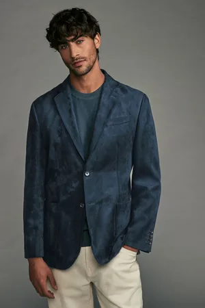 Next Blue Regular Fit Faux Suede Blazer